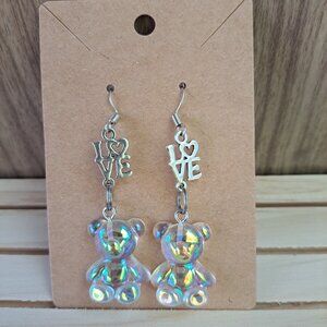 Clear Gummy Love Bear Brand New Earrings